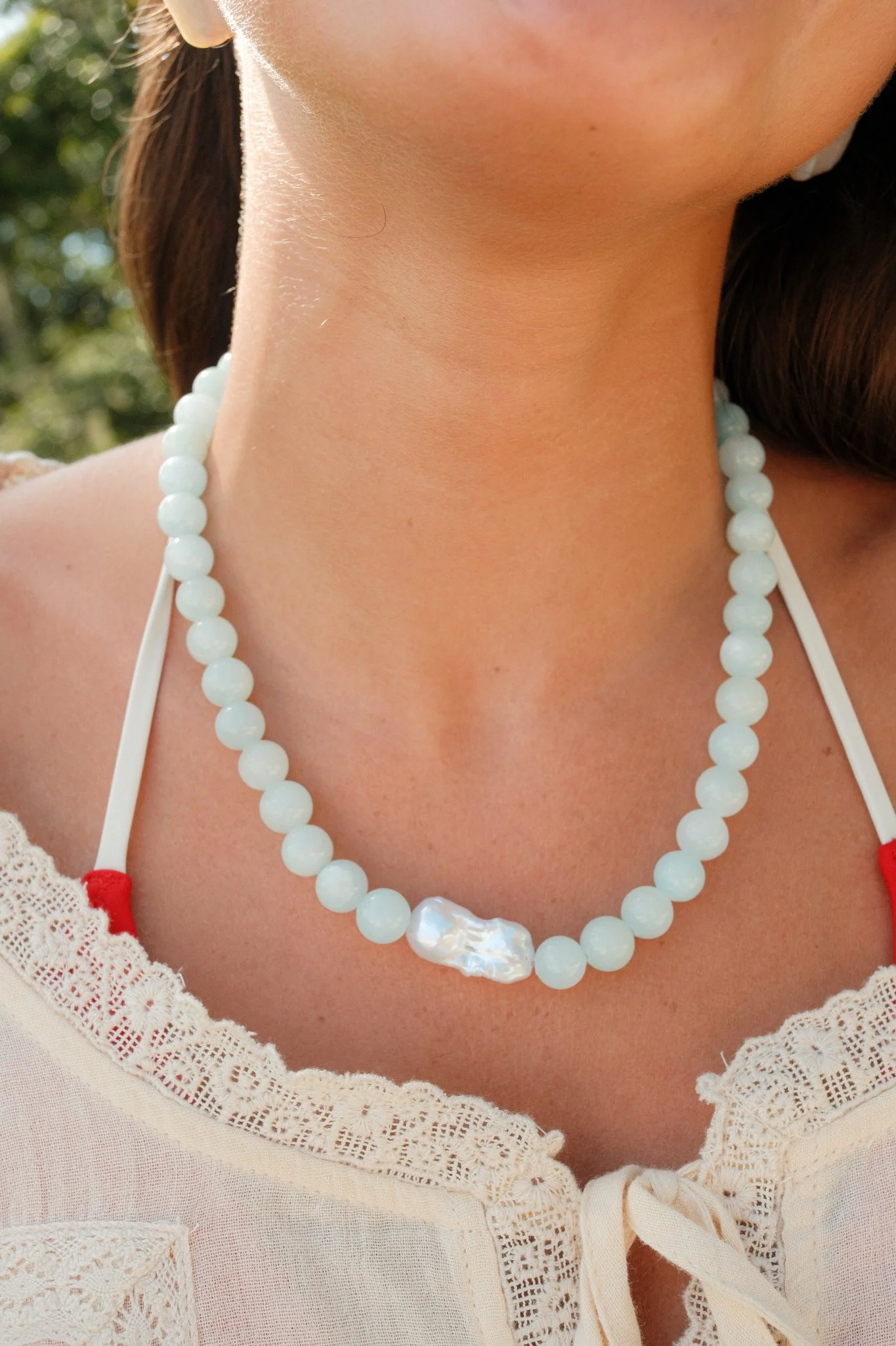 Ice Blue Baroque Pearl Necklace