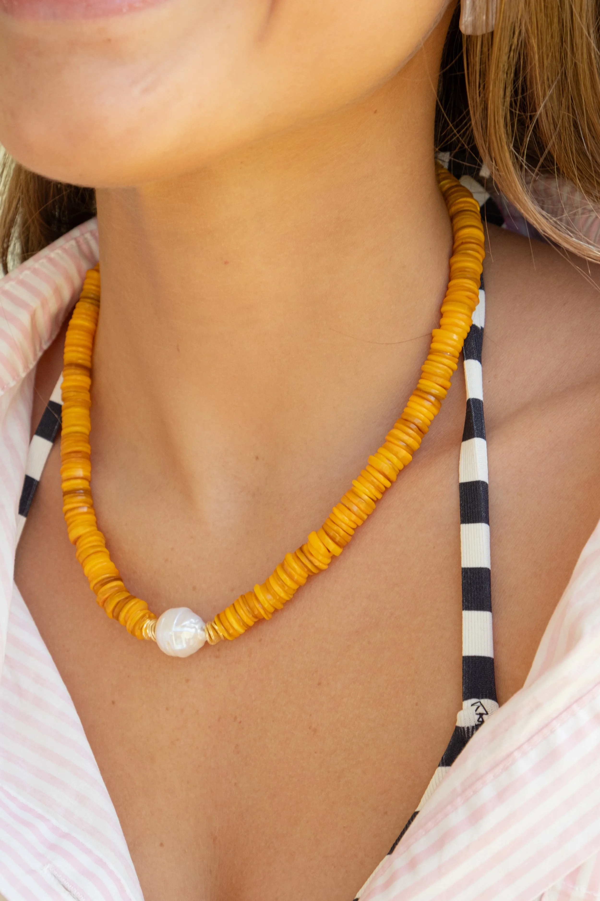 Tangerine Shell Pearl Necklace