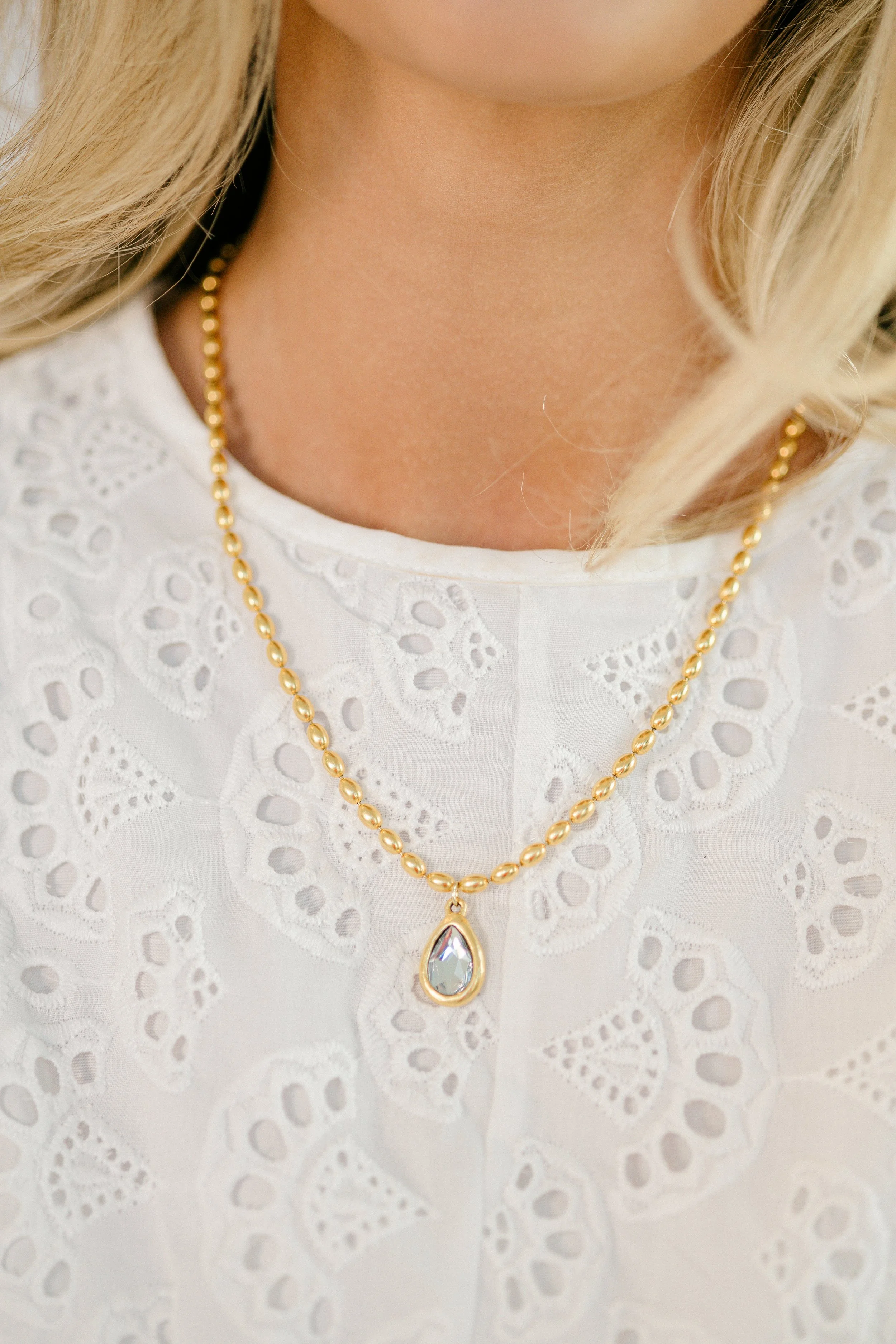 Pear Bezel Necklace