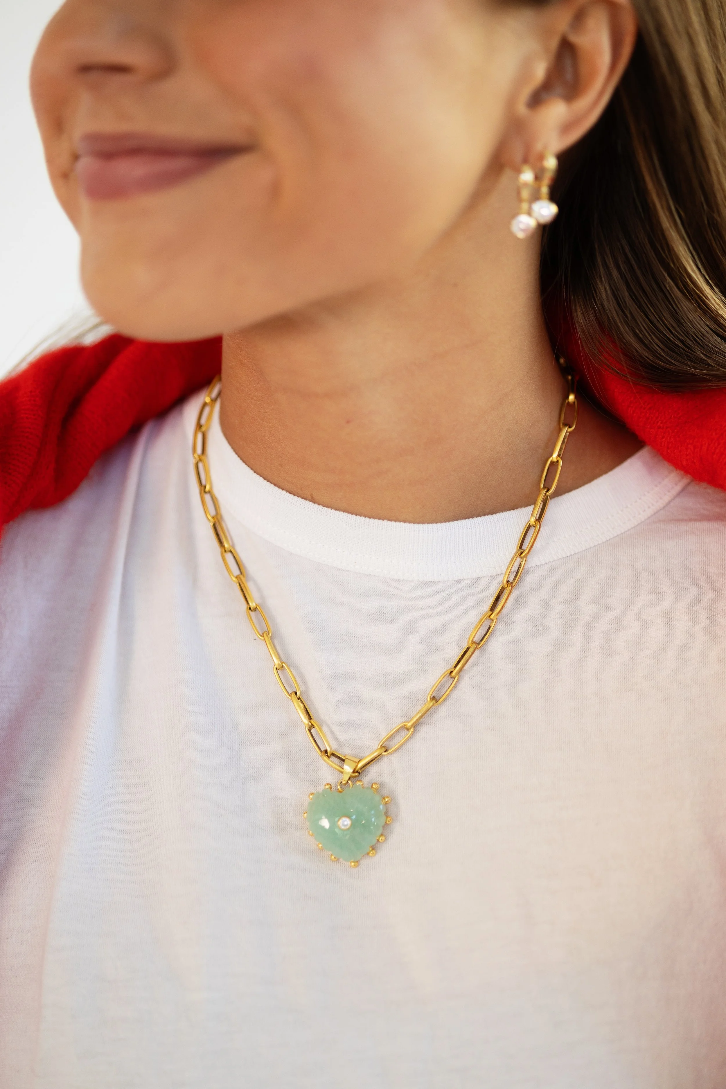 Amazonite Heart Clip Necklace