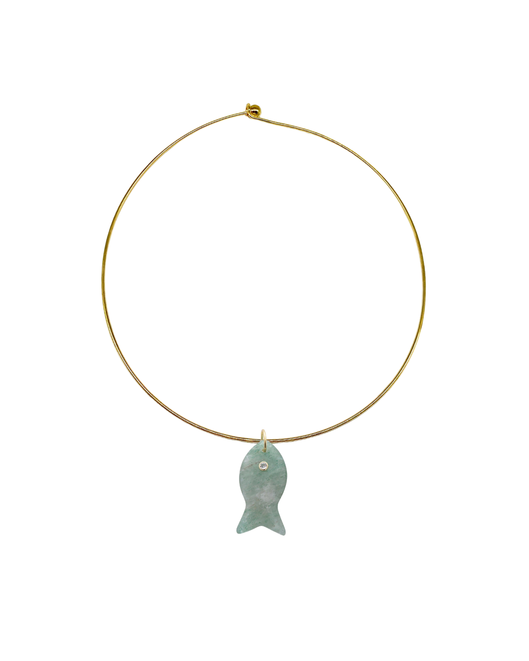 Green Gemstone Fish Collar Necklace