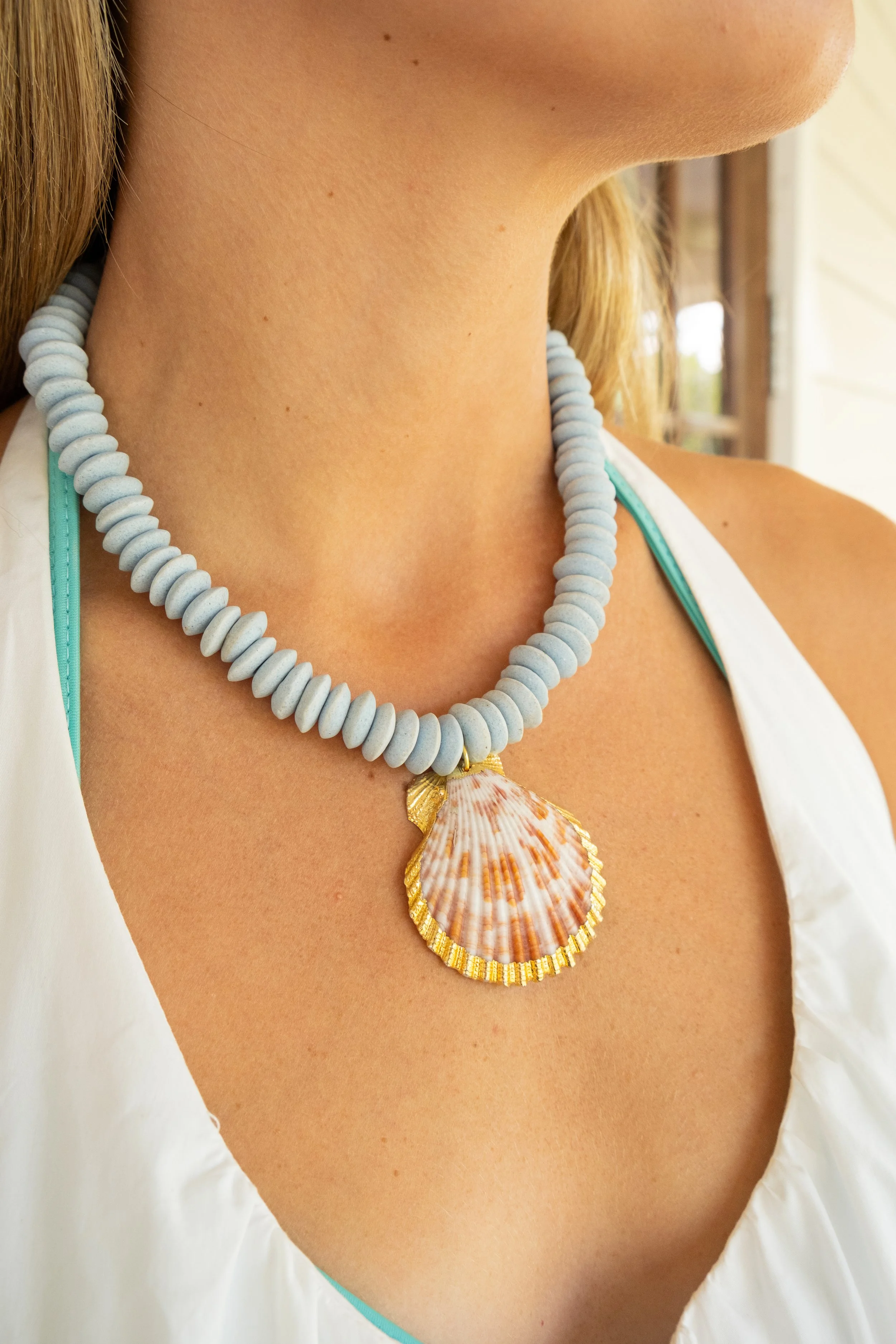 Blue Mist Shell Necklace