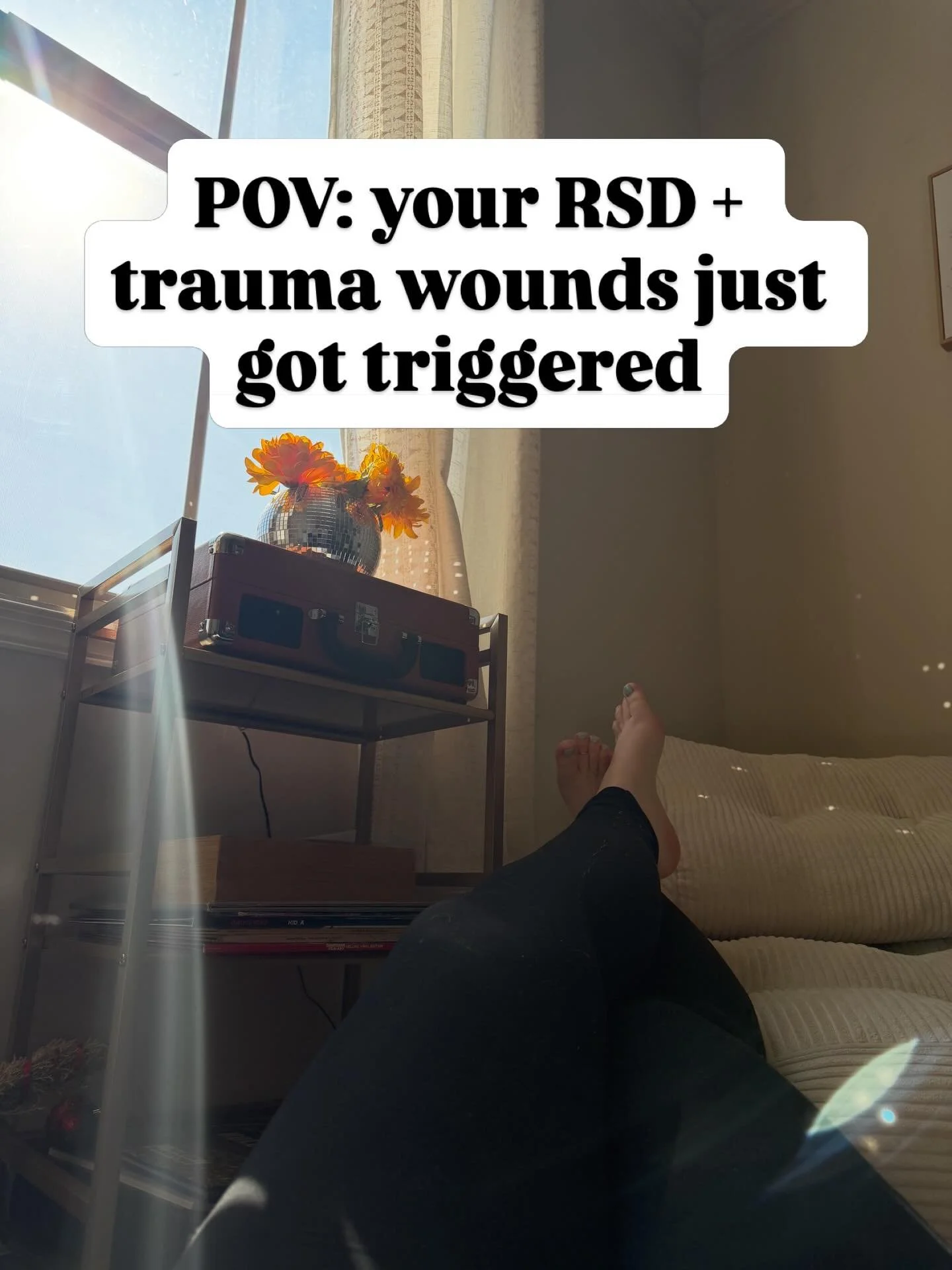 So instead of pushing through it
or spiraling
or trying to &ldquo;fix it&rdquo; right away&hellip;

I&rsquo;m letting myself lay here in the sun
and slowly, gently reset my nervous system

This is the part no one teaches you.

Not how to power throug