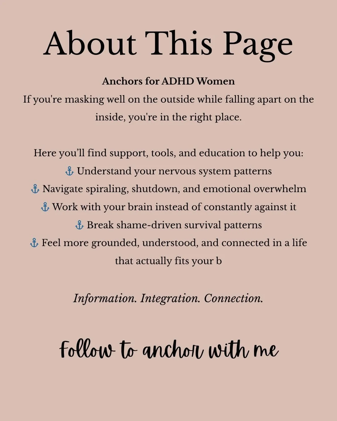 Welcome to The Anchored Path ⚓

If you&rsquo;re an ADHD/AuDHD woman who:
	&bull;	looks like you have it together
	&bull;	but feel like you&rsquo;re constantly holding everything up
	&bull;	crash, shut down, or spiral when it gets too much
	&bull;	kee