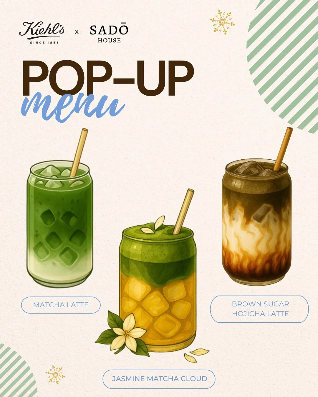 Simplicity in every sip - our kiehl&rsquo;s x sado house menu features a classic matcha, jasmine matcha cloud, and brown sugar hojicha. 

Link in our bio for more event details! 

📍&nbsp;Kiehl&rsquo;s Flagship Store: 109 3rd Ave, New York NY
🕰️&nbs