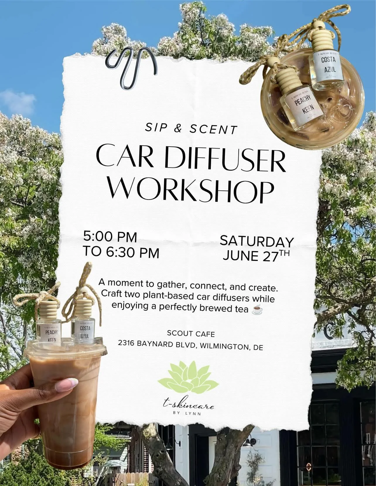 Sip & Scent: Car Diffuser Workshop  Hosted by T-Skincare at Scout Café