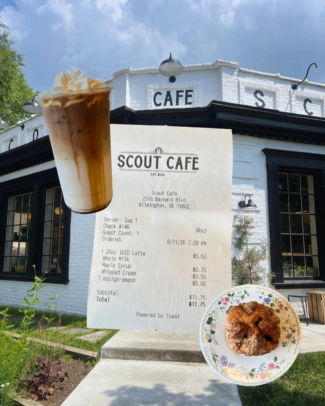 Need a quick pastry and coffee before going into work? We have you covered. 

An iced maple latte paired with a blueberry Kouign-amann will brighten any morning!

Not exactly your type of mroning pastry? Scout cafe carries various pasties from Hells 