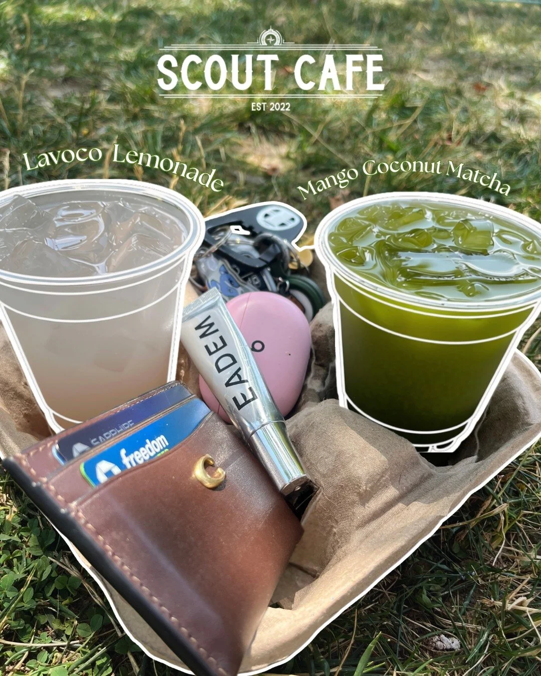 Style your cup holder like a Scoutie! ✨
Throw in the two drinks from our summer flight headphones, your fav lip gloss, sunglasses, and your card wallet.

Carry it with you to the park, on a walk, to visit a friend, or right outside to our newly-updat