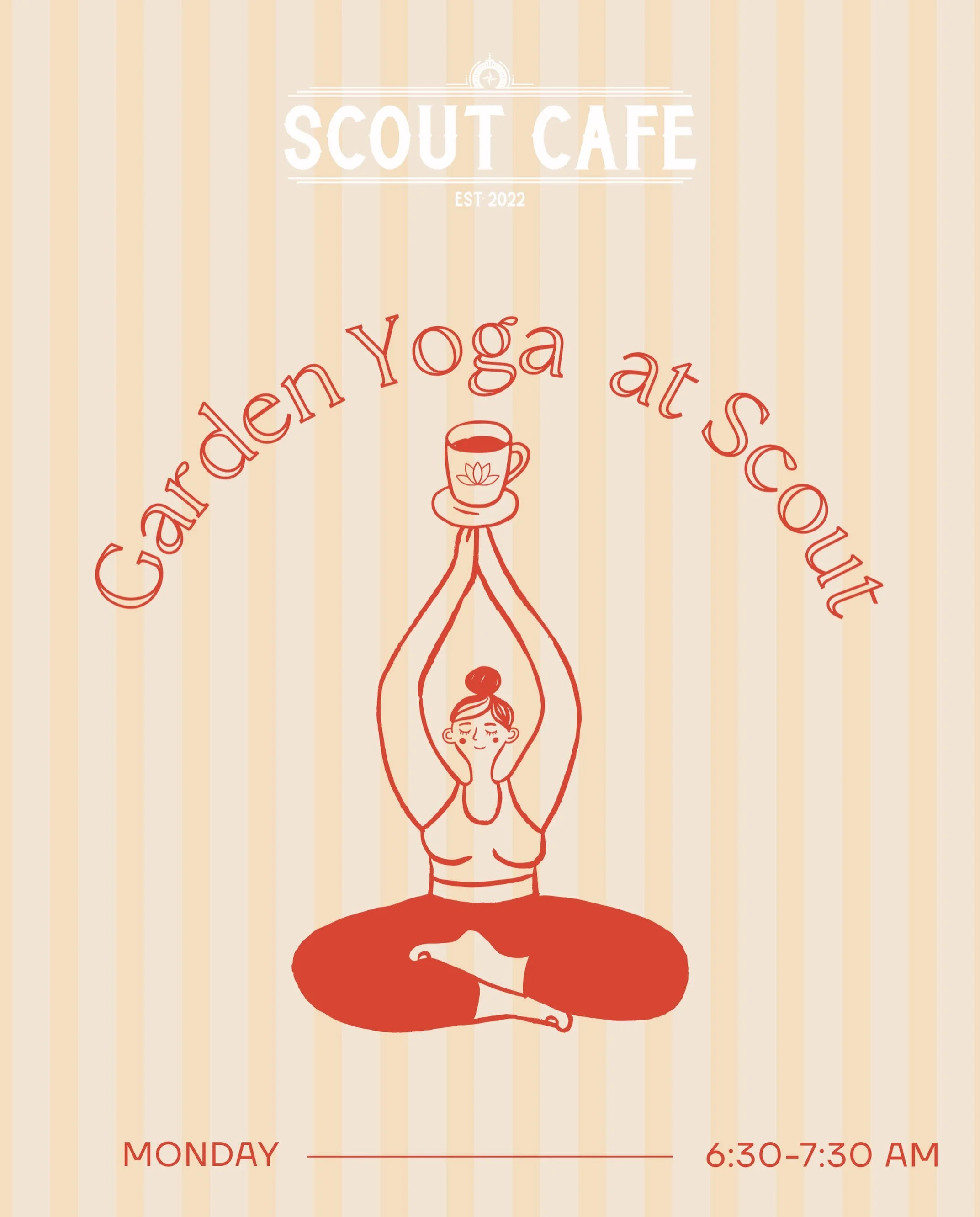 Garden Yoga at Scout!

We&rsquo;re excited to bring a little more calm to your Monday mornings.

Starting September 14, join us every Monday from 6:30&ndash;7:30 AM for Garden Yoga with Lindsay (from @coastalalchemy) and Kate Lyle @beginherenow. 

Ta