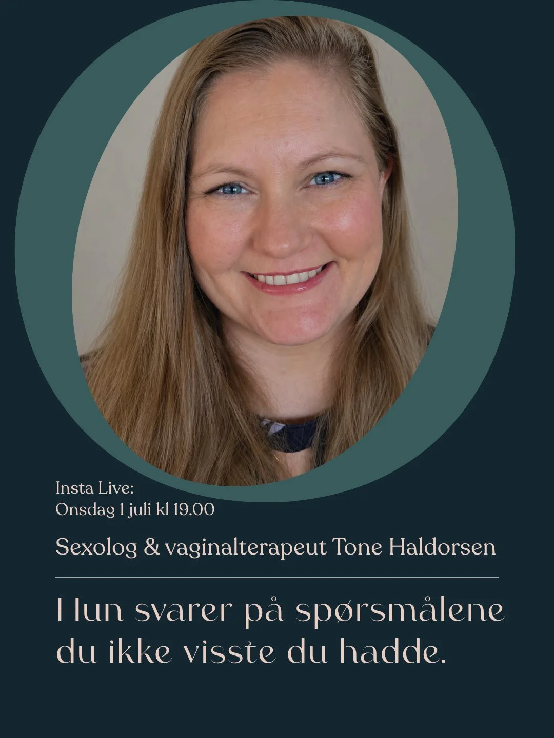"Det er normalt &aring; ikke kjenne seg igjen i kroppen sin lenger. Det er normalt &aring; miste lysten. Det er normalt at samleie gj&oslash;r vondt.

Men det er ikke noe du skal bare akseptere."

Onsdag 1. juli kl. 19 er Tone Haldorsen &nd