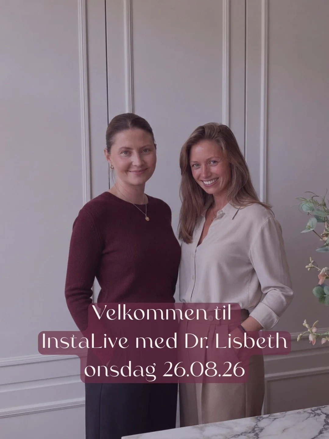 I morgen kl 19.00 er vi LIVE her p&aring; Instagram med Dr. Lisbeth 💛

Lisbeth er lege, spesialist i allmennmedisin og medgr&uuml;nder av Crowna Clinic. 

👩&zwj;⚕️Hun har lang erfaring som lege, b&aring;de som fastlege og kirurg. Hun har en univers