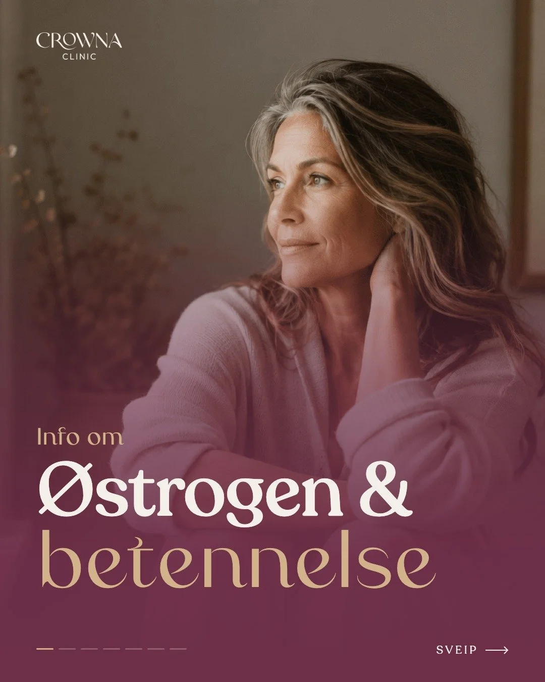 Stive ledd, hjernet&aring;ke og lite energi? Det kan handle om &oslash;strogen 🌸 
Sveip for tips fra Dr. Lisbeth 👩&zwj;⚕️

Vi tilbyr helhetlig behandling for kvinner i perimenopausen og livet etter overgangsalderen. Book en time p&aring; crownaclin