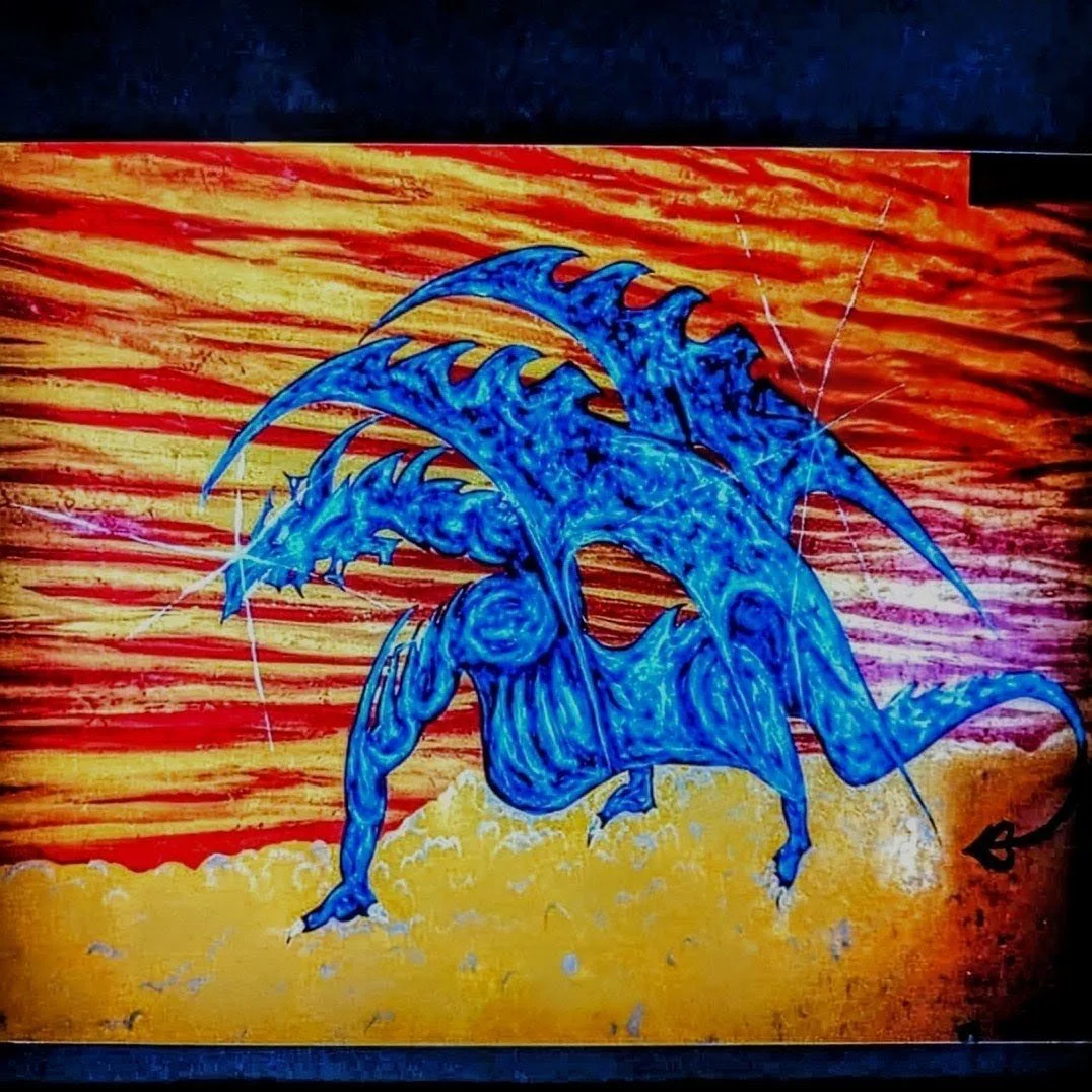 Blue Dragon painting on a wall