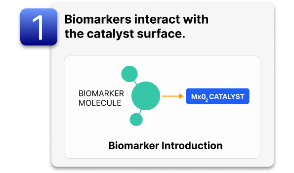 Quadrant 1: Biomarkers interact with the catalyst surface