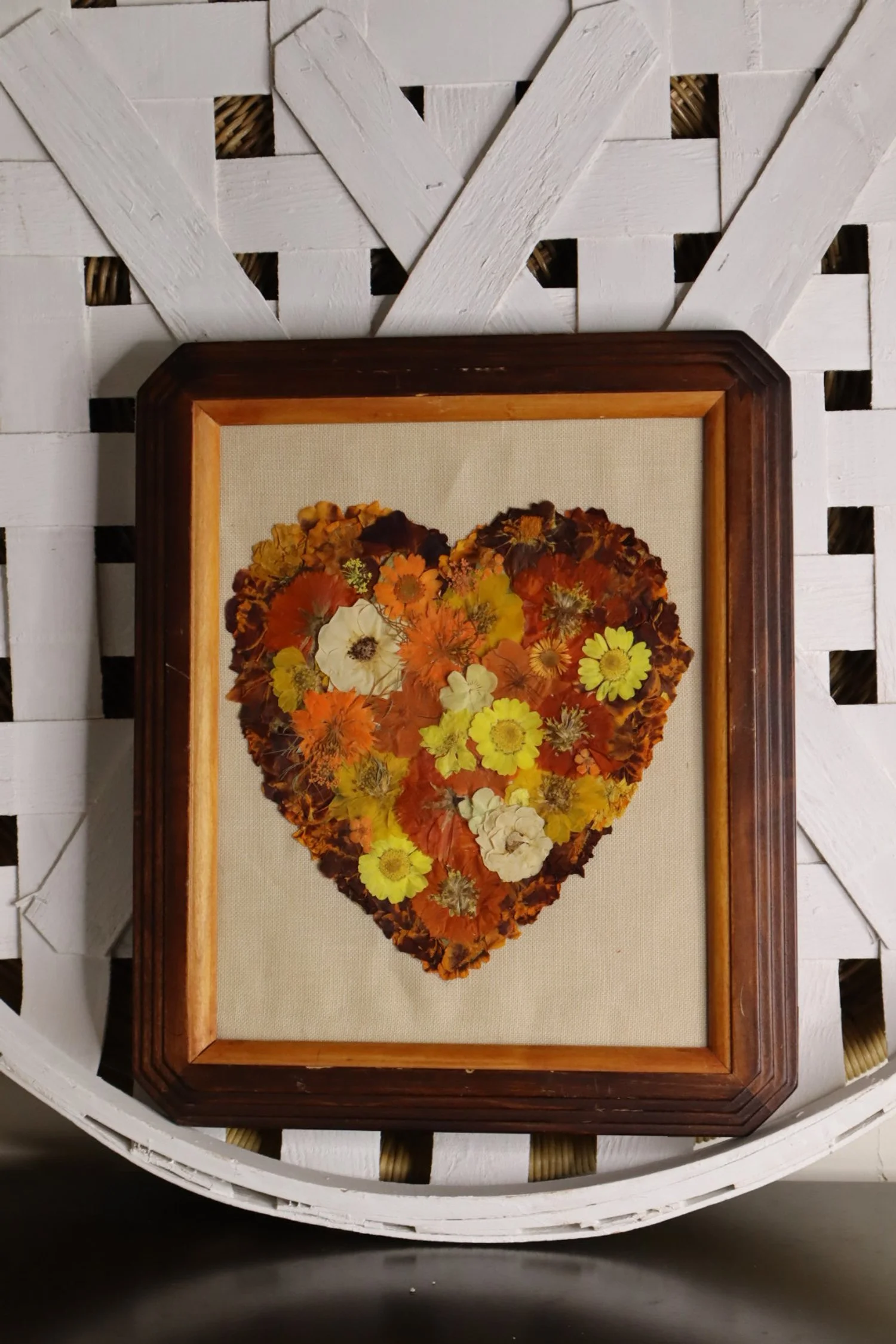 Golden Hour Heart Shaped Pressed Flower Art