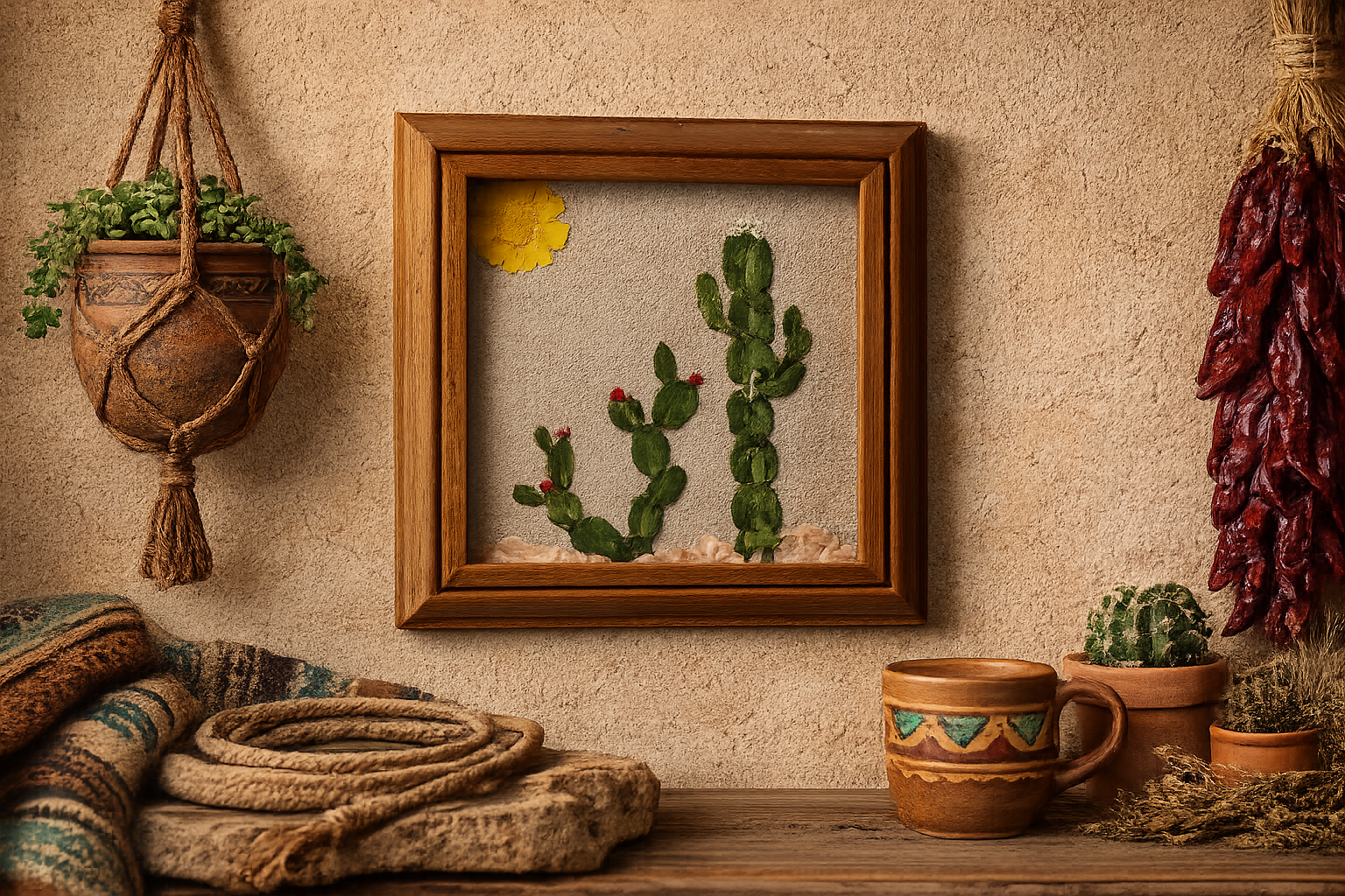 Prickly and Proud | Prickly Pear Botanical Composition | Pressed Botanical Wall Art