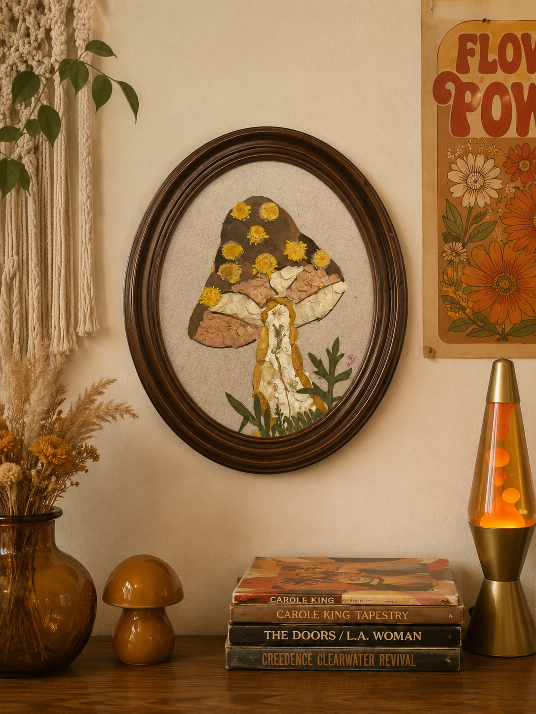 The Woodland Keeper | Mushroom Botanical Composition | Original Pressed Botanical Wall Art