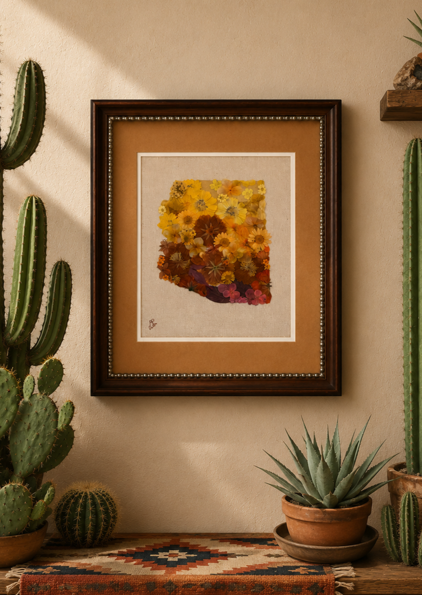 Copper Canyon – Original Pressed Flower Art | Botanical Wall Art