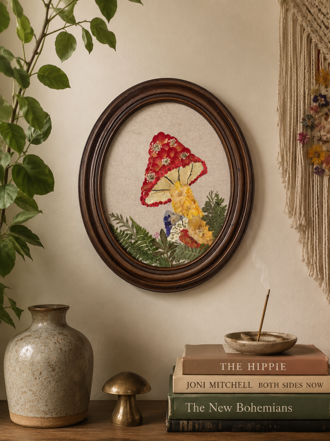 Forest Jewel | Mushroom Botanical Composition | Original Pressed Botanical Wall Art