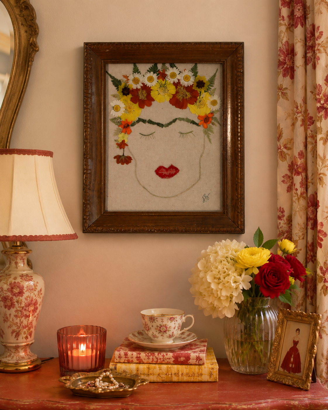 Perdita | Ode to Frida Botanical Composition | Pressed Botanical Wall Art