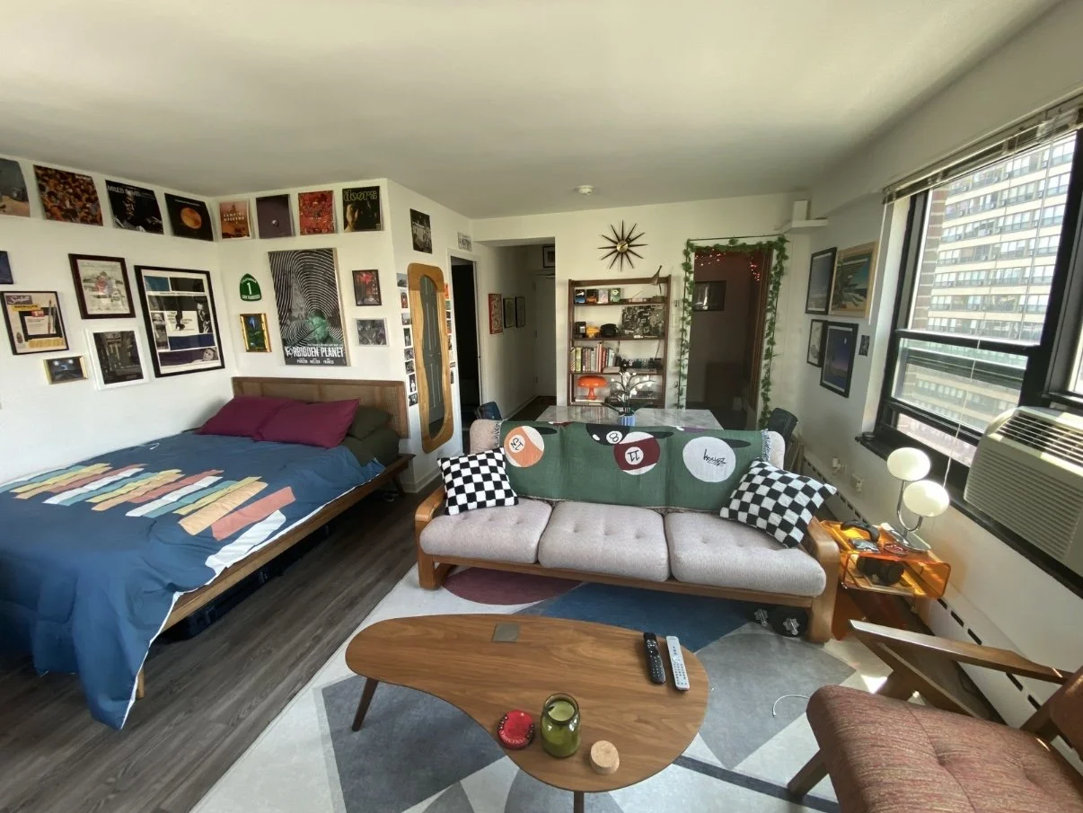 My old studio apartment I decorated in Midcentury Modern style.