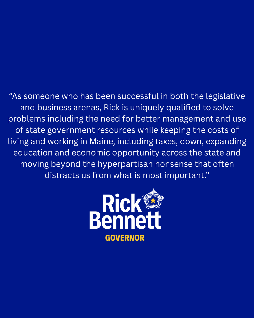 Support Rick Bennett as Maine’s next governor