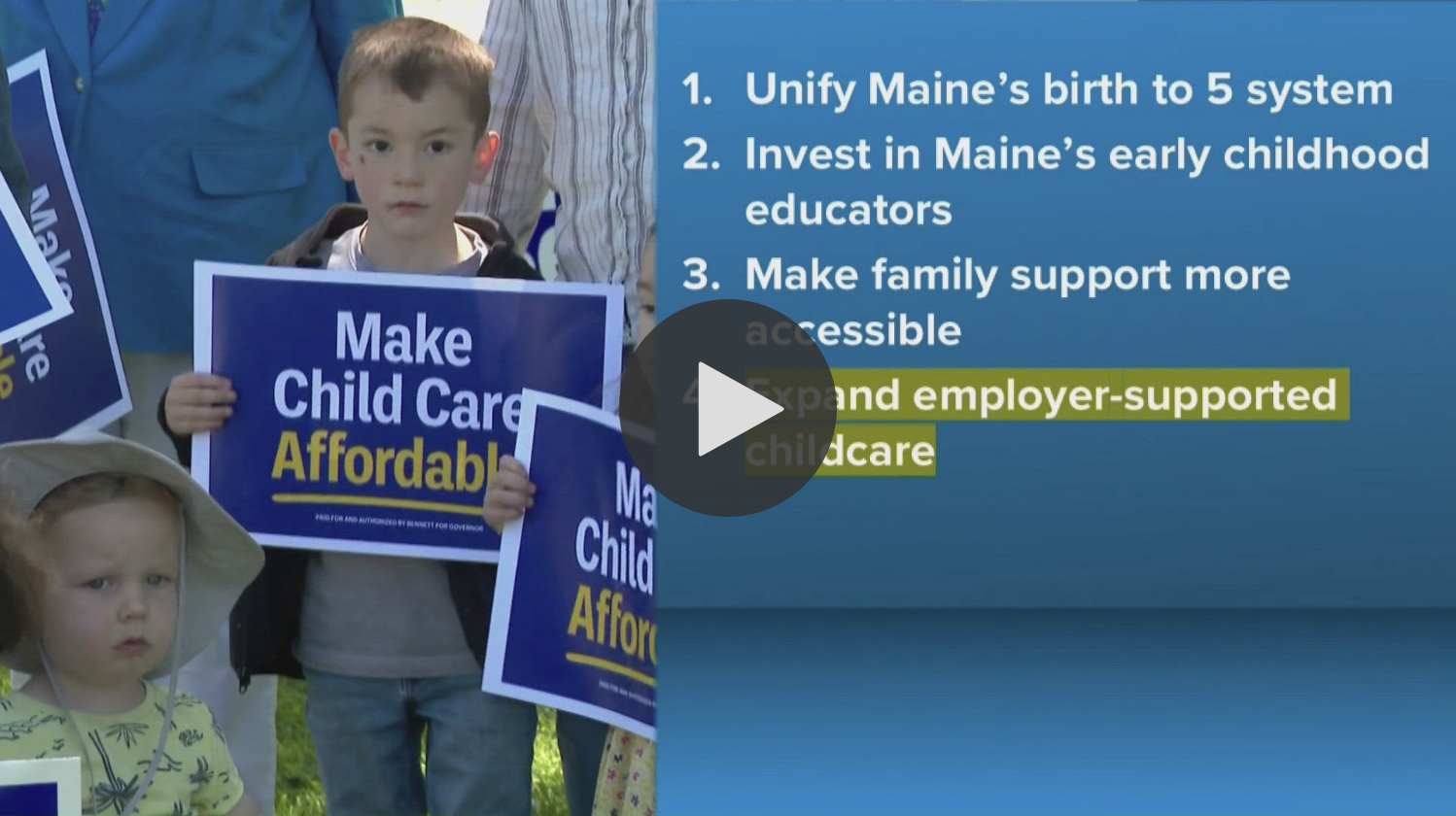 Independent Rick Bennett details his affordable child care plan during his campaign for Maine governor