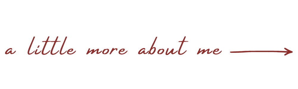 Text reading 'a little more about me' with an arrow pointing to the right.
