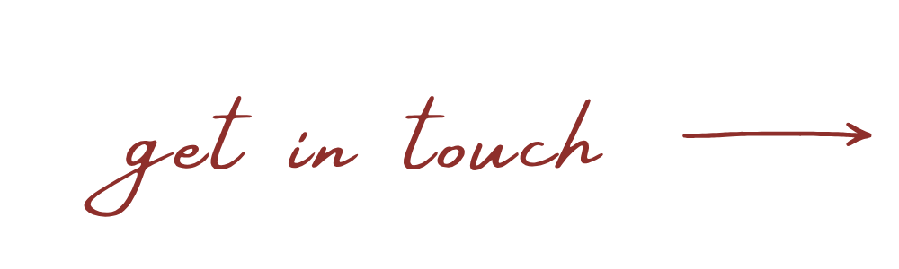 A handwritten message says 'get in touch' with an arrow pointing to the right.