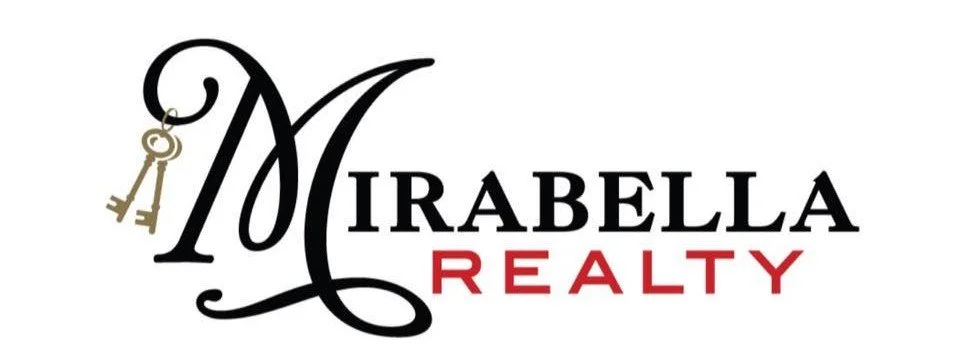 Logo for Mirabella Realty with a decorative key hanging from the letter M.