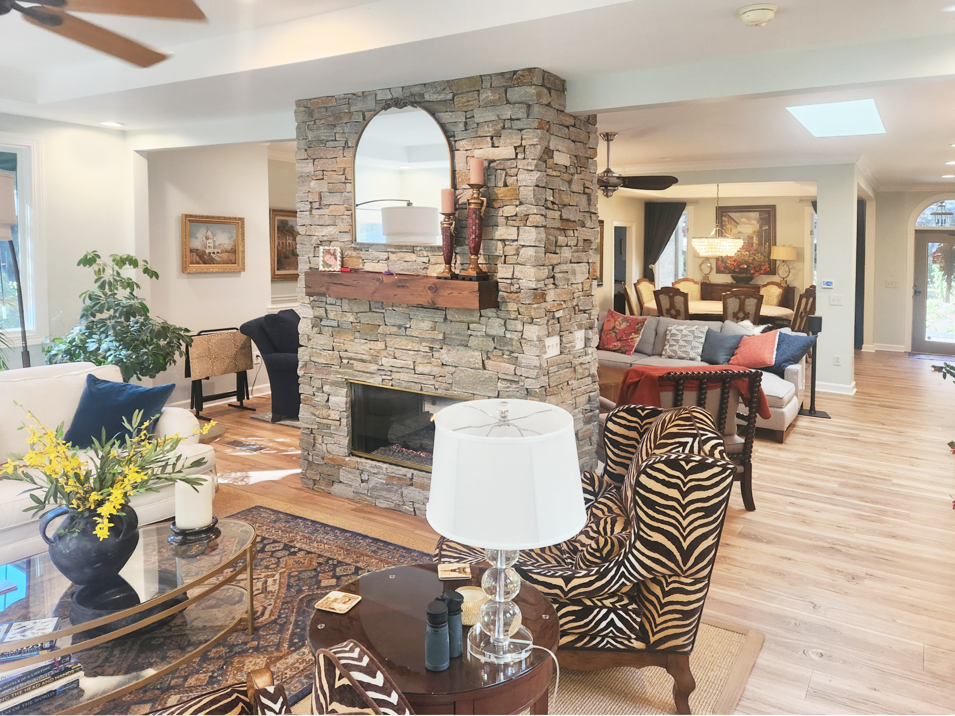 Carriage park sun room after remodel with bright open floorplan