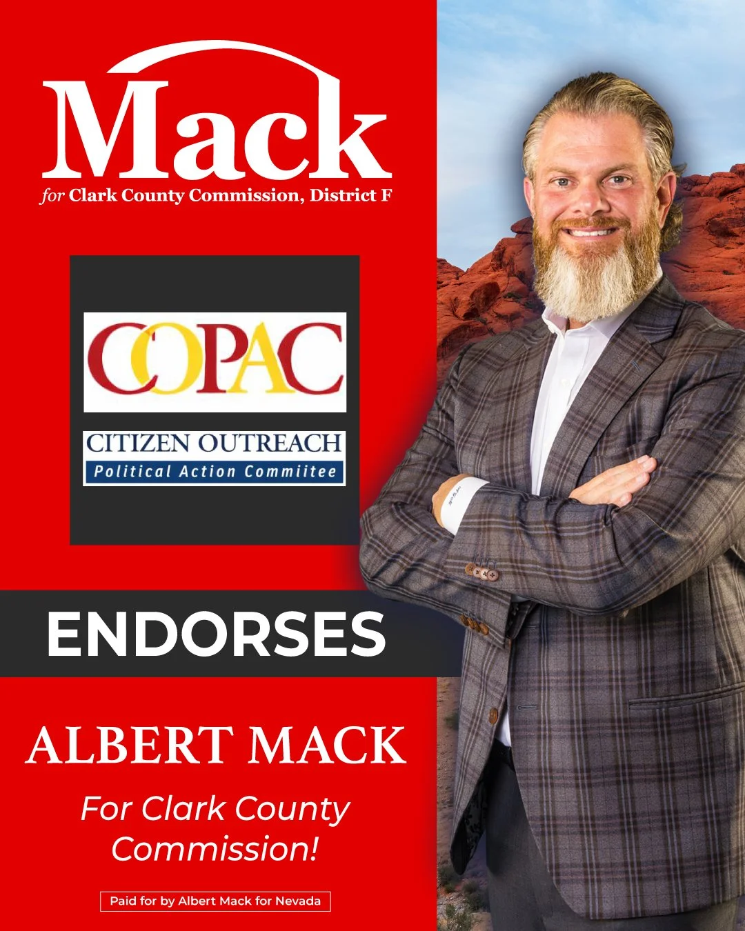 Grateful for the endorsement of Citizen Outreach PAC, whose mission is to strengthen communities by encouraging informed, active participation in local government.

I&rsquo;m ready to do the work for Clark County Commission, District F. 🇺🇸

#BackTh