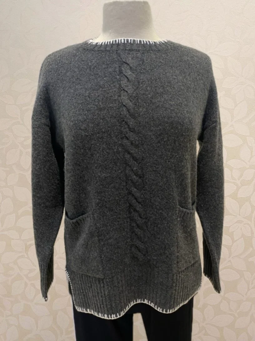 Patch Pocket Sweater in charcoal from Papillon.