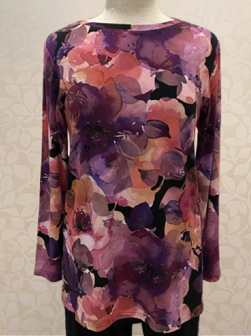 Margie Top from Blue Sky in royale garden, also available in blue wind.