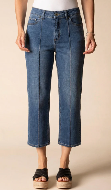 Habitat Seamed Crop Flare Jean in Medium Denim