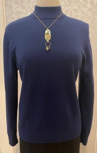 Essential Mock Neck Sweater from Papillon in navy, also available in burgundy, grey, mustard and chocolate.