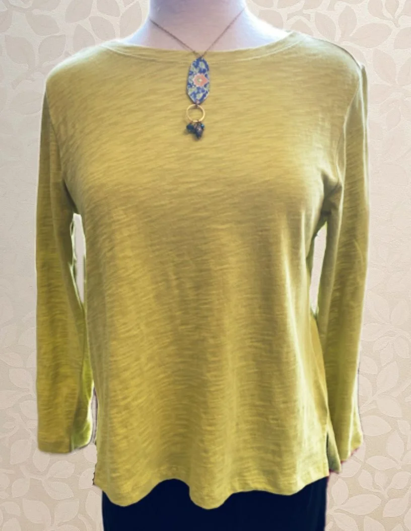 Cotton Slub Boxy Tee from Escape shown in citron. Also available in baja blue and black.