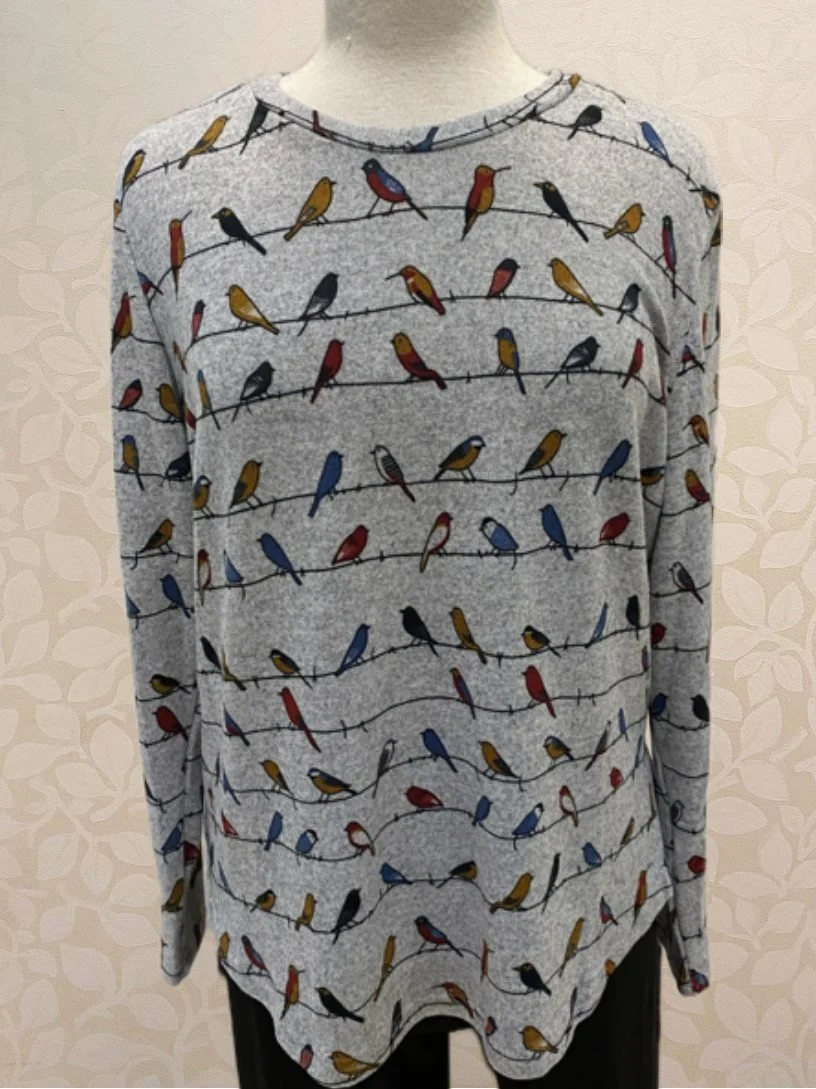 Heathered Bird Knit Sweater from Papillon in grey.