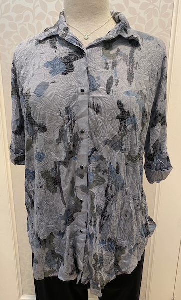 Crinkle Dolman Short Sleeved Shirt from Shana in grey.