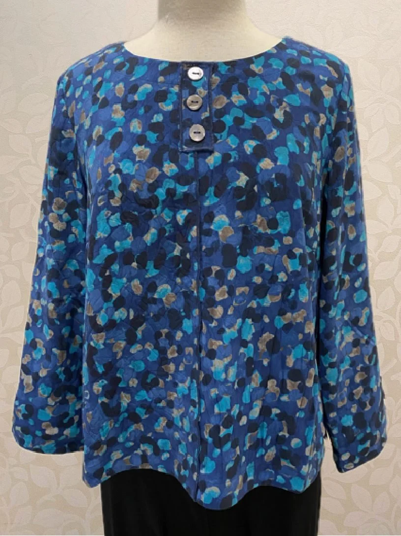 Destination Unknown Dot Pleat Back Button Pullover from Habitat in tide.