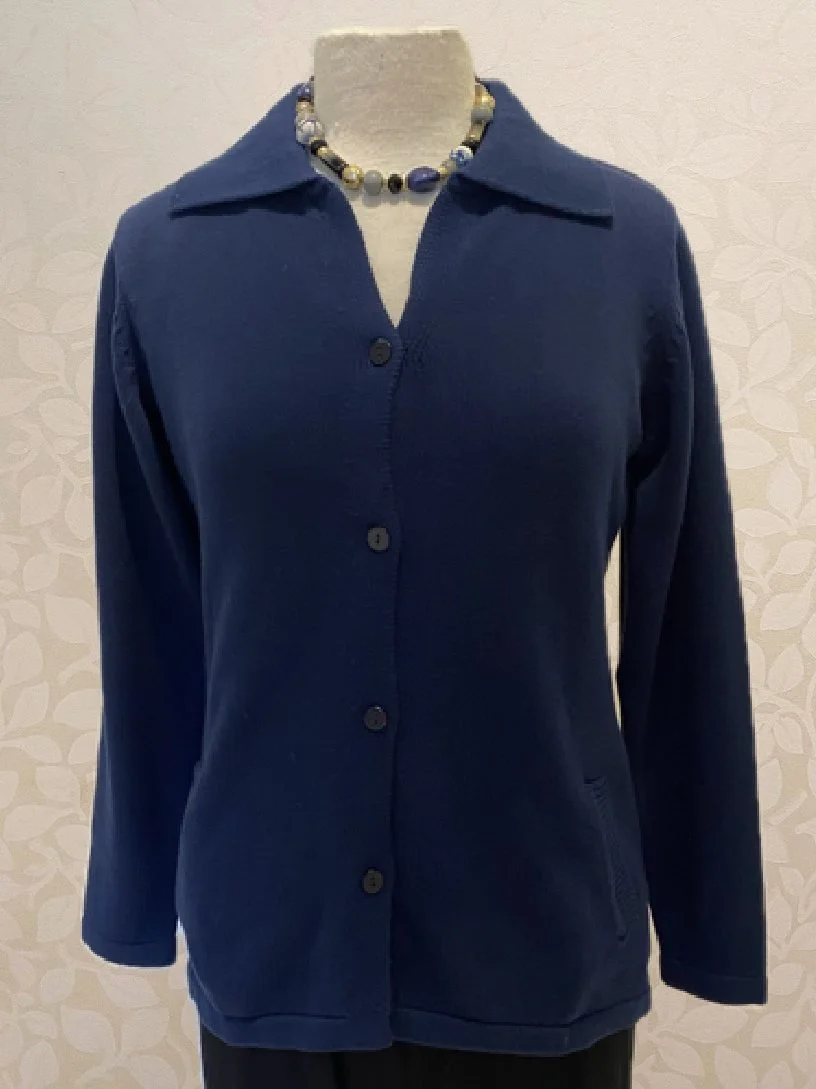 Lily Cardigan from Blue Sky in navy, also available in burgundy and khaki.
