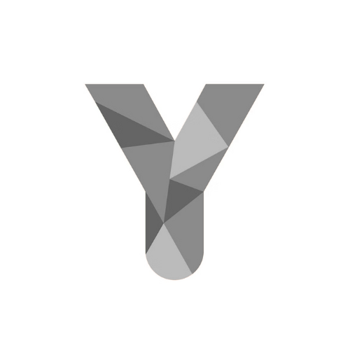 Youthentity logo, A stylized, geometric letter Y in shades of gray, composed of polygonal shapes.