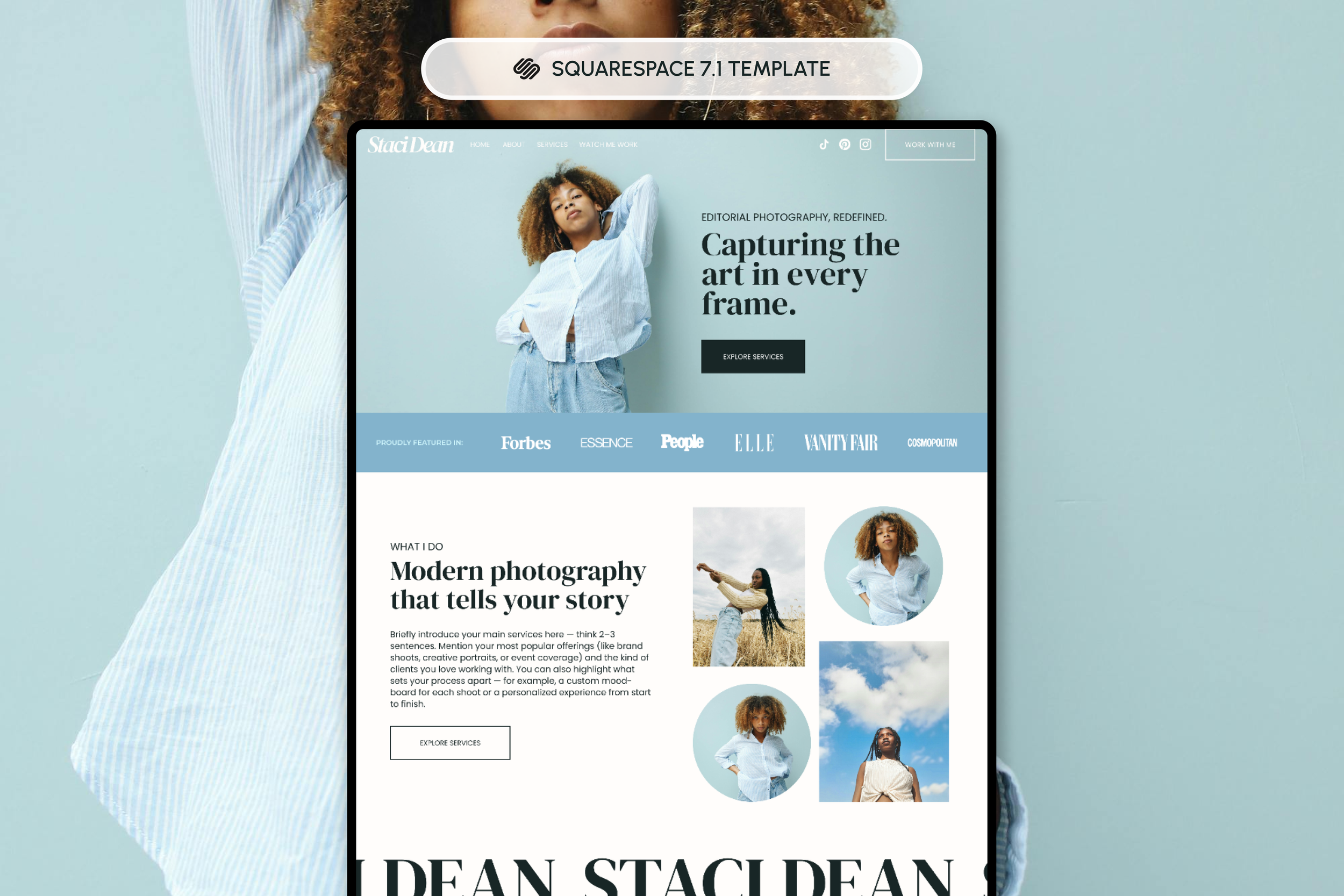 Squarespace 7.1 Website Template for Photographers, Creatives, & Service Providers – “Staci Dean”