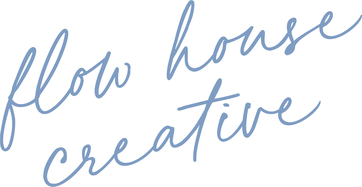 Handwritten text saying 'flow have creative' in blue cursive on a black background.