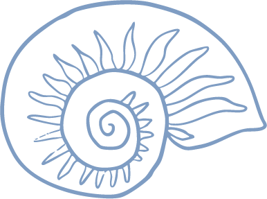 Illustration of a sun with rays and a spiral center on a dark background.