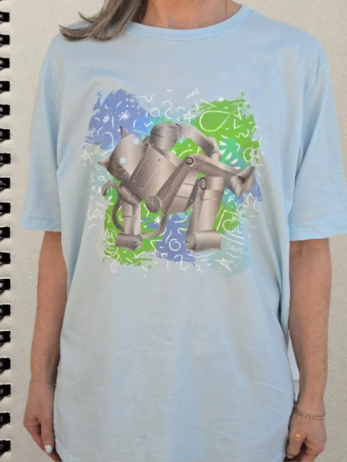 breakdance robot cat shirt  ice blue