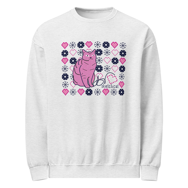 Snowflake heart cat sweatshirt grey