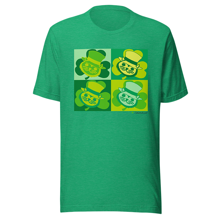 Pop art shamrock cat shirt luck