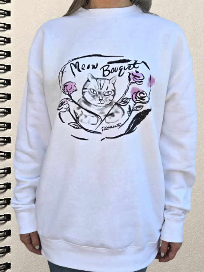 meow bouquet sweatshirt white