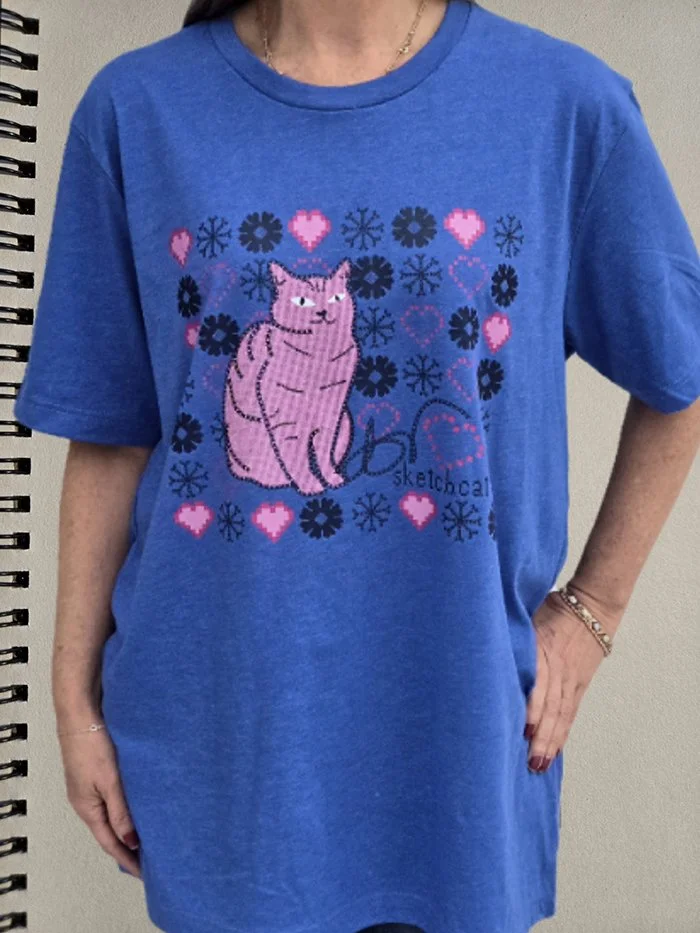 snowflake heart cat blue